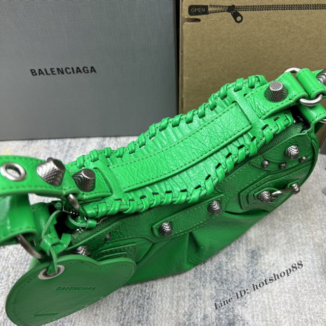 Balenciaga專櫃爆款Le Cagole半月牙腋下包餃子包 巴黎世家經典小號爆裂黑鱷金機車包 fyj1077